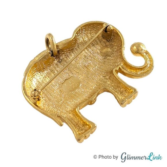 Vintage KJL Kenneth Jay Lane For Avon Enamel Rhinestone Elephant Brooch Pendant - Picture 4 of 6